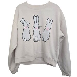 Beatrix Potter Peter Rabbit Sweatshirt Women L Chenille Patch Bows Coquette Pink